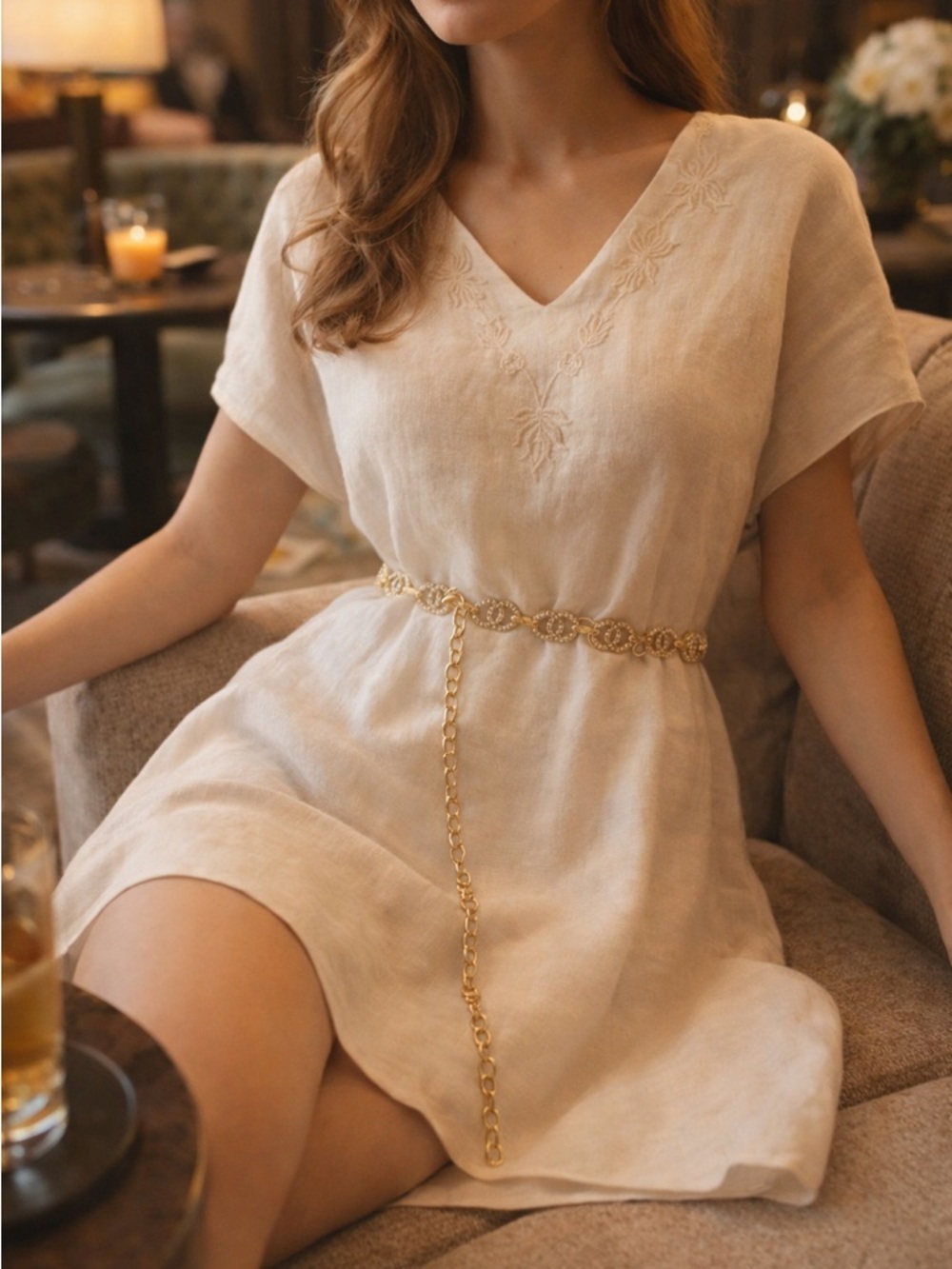 Double Circle Link Chain Belt New